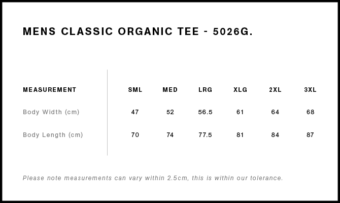 Size Guide - Style 5026G