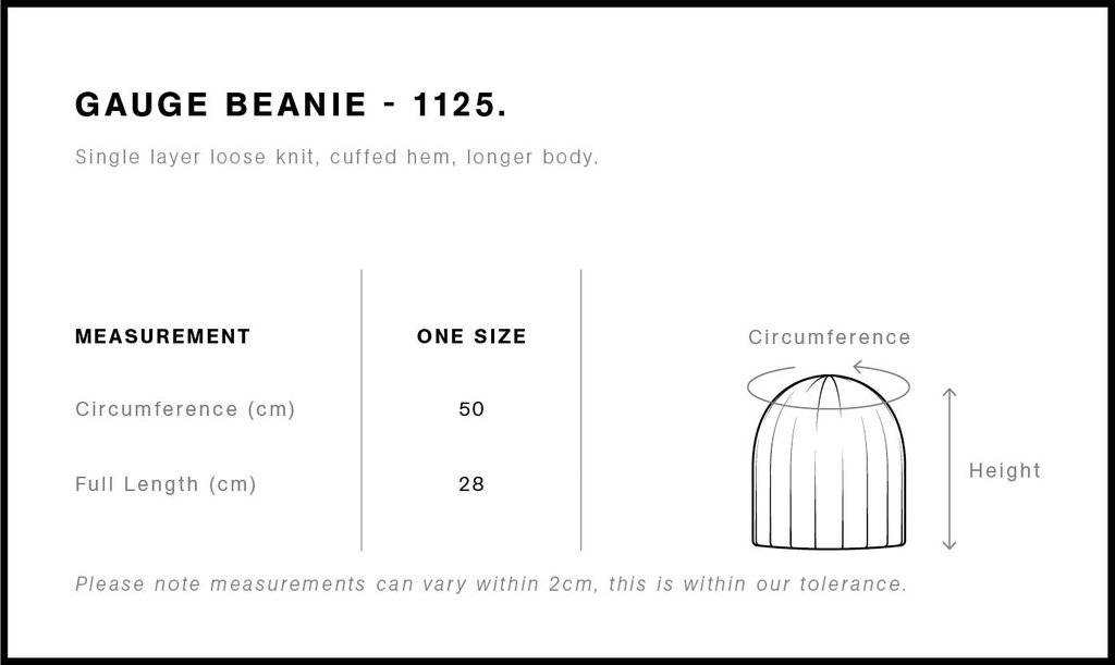 Size Guide - Style 1125