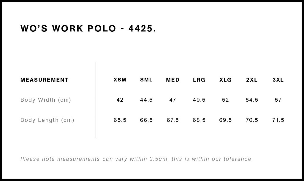 Size Guide - Style 4425
