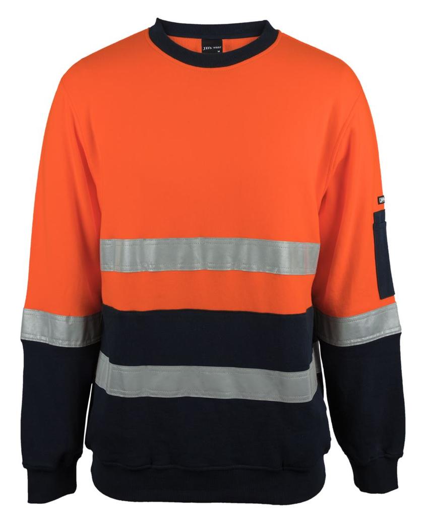 [6DVCMONA1] 6DVCM - JBs Hv 310 (D+N) Cotton Crew Neck Fleece (2XS, Orange/Navy)