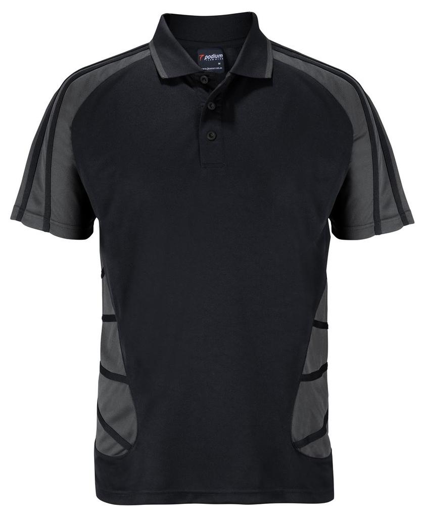 [7APSBUA1] 7APS - Podium Arachnid Polo (2XS, Black/Gunmetal)