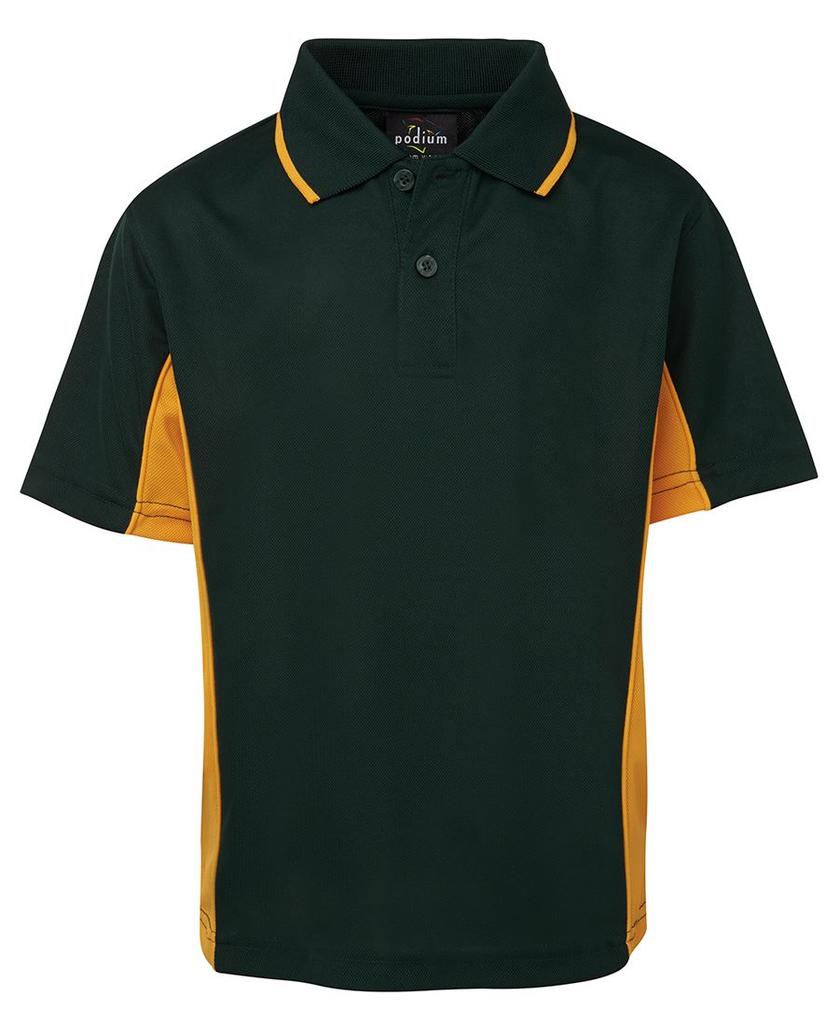 [7PP3FYX04] 7PP3 - Podium Kids C/Trast Polo (4, Forest/Gold)
