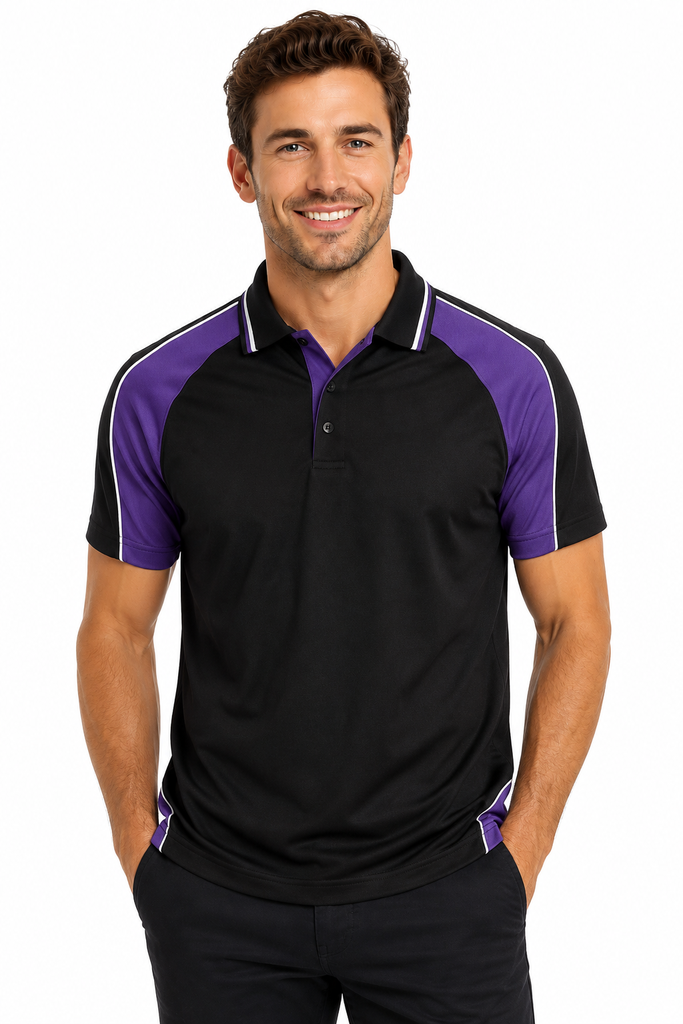 [130902332] 1309 - ** MENS PANORAMA POLO (S, Black/Ashe/White)
