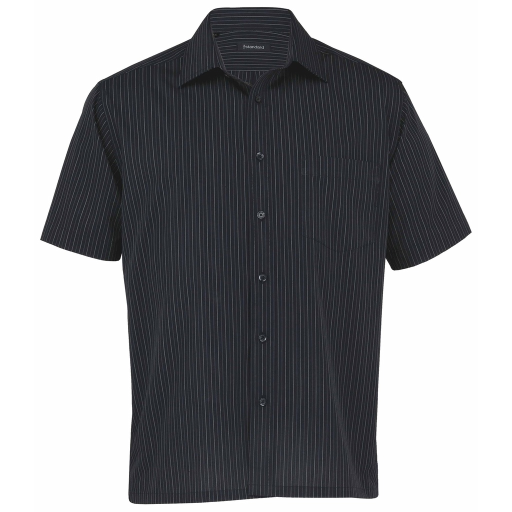 [TOSS-BLACK-WHITE-CHARCOAL-S] TOSS - The Omega Stripe Short Sleeve Shirt - Mens (S)