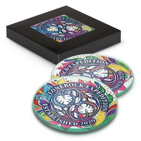 [116113] Venice Glass Coaster - Set of 2 - Round - Full Colour - 120165