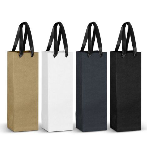 [125005] Champagne Ribbon Handle Paper Bag - 125055 (Black)