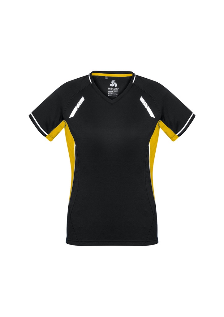 [9401042393807] T701LS - Renegade Womens Short Sleeve Tee (6, Black/Gold/Silver)