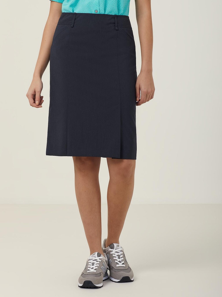 [9400021607461] CAT26A - Poly Viscose Stretch Pleat Straight Skirt (8)