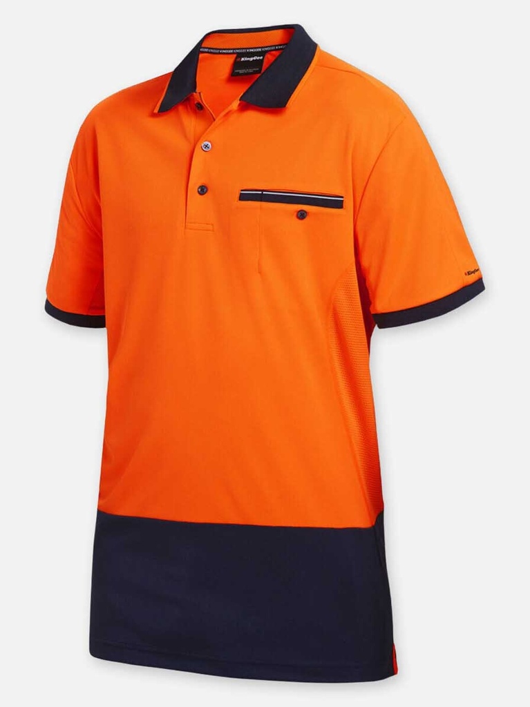 [9400083048479] K54845 - Hyperfreeze Hi-Vis Lightweight Short Sleeve Polo (S, ORANGE/NAVY)