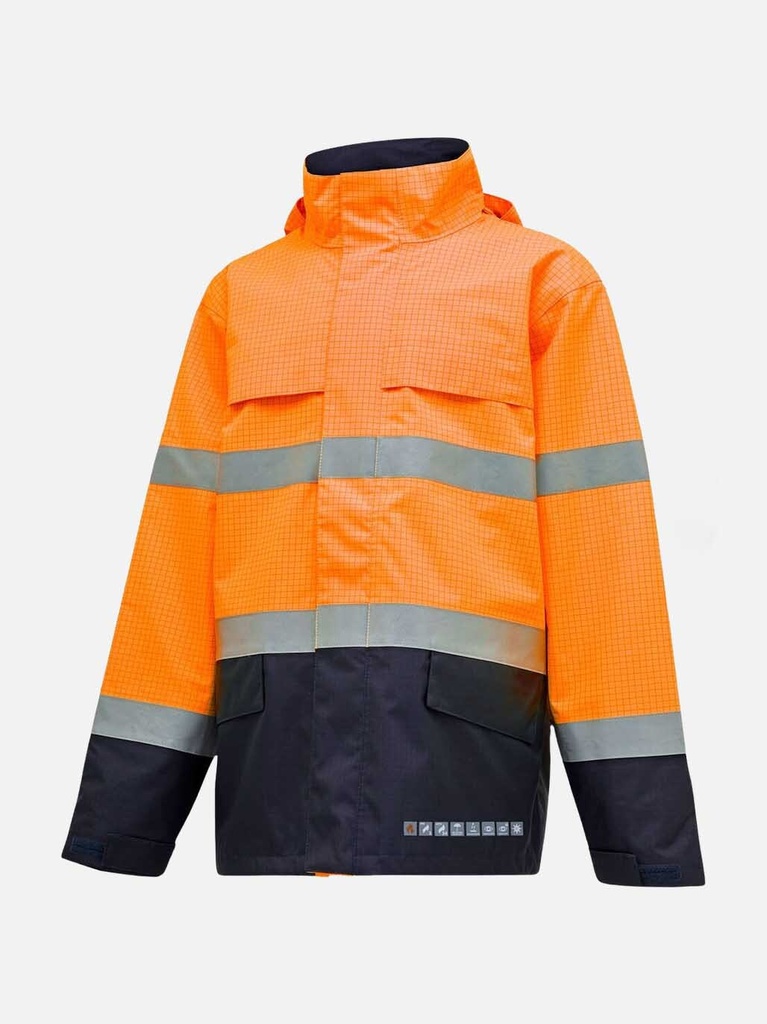 [9400083299758] Y06730 - FR Wet Weather Jacket (XS, ORANGE/NAVY)