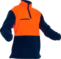 [PCF1010-FLOR/NA-XS] CAUTION D/O POLAR FLEECE 1/2 ZIP TUNIC, ORANGE/NAVY - 380GM (XS)