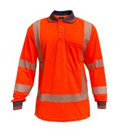 [801179-S] POLO SHIRT LS, TTMC, SIDE VENTS, TRANSFER TAPE-SIZE (S)