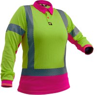 [PCP1265-FLYE/PK-4] CAUTION D/N L/S WOMEN'S MICROVENT POLO-SIZE (4)