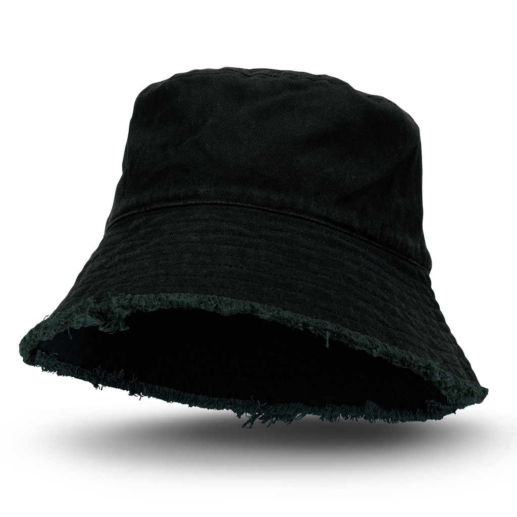 [126383] Raw Edge Bucket Hat - 126399 (LARGE, Black)