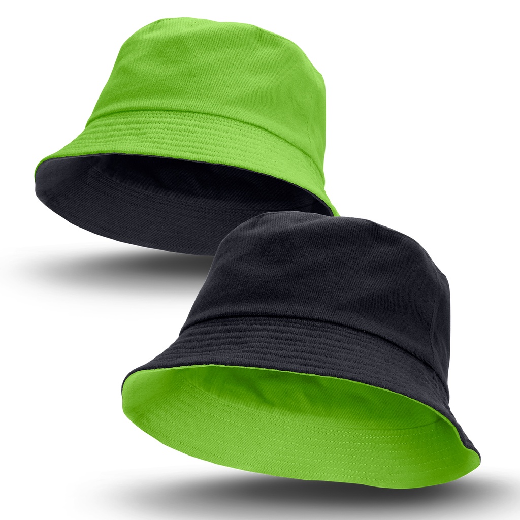 [121538] Reversible Bucket Hat - 121548 (LARGE, Black/Bright Green)