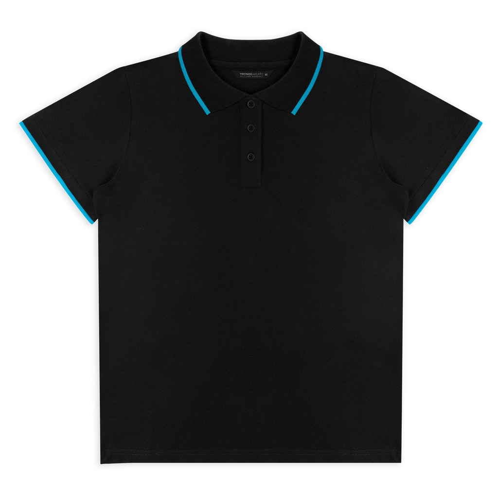 [124618] TRENDSWEAR Williams Womens Polo - 124733 (XS, Black/Cyan)